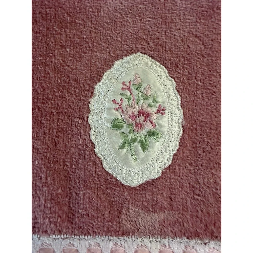 Vintage Cannon USA Bathroom Towels (5) Pink Embroidered